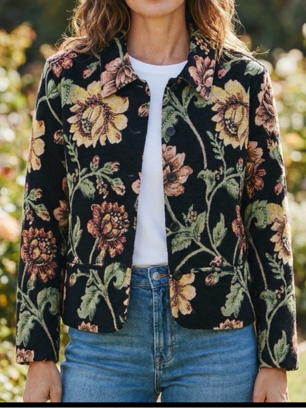 Anage Multicolor Floral Tapestry Jacket